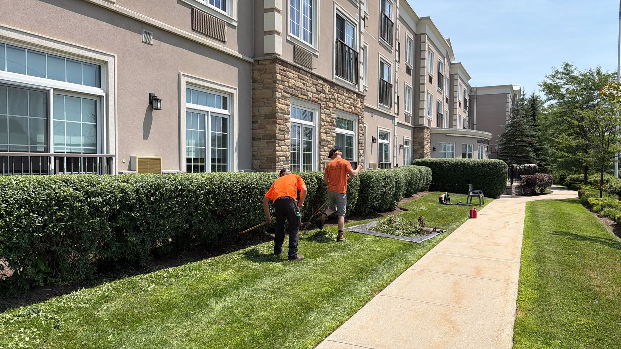 KJS crew trimming hedges at commercial property